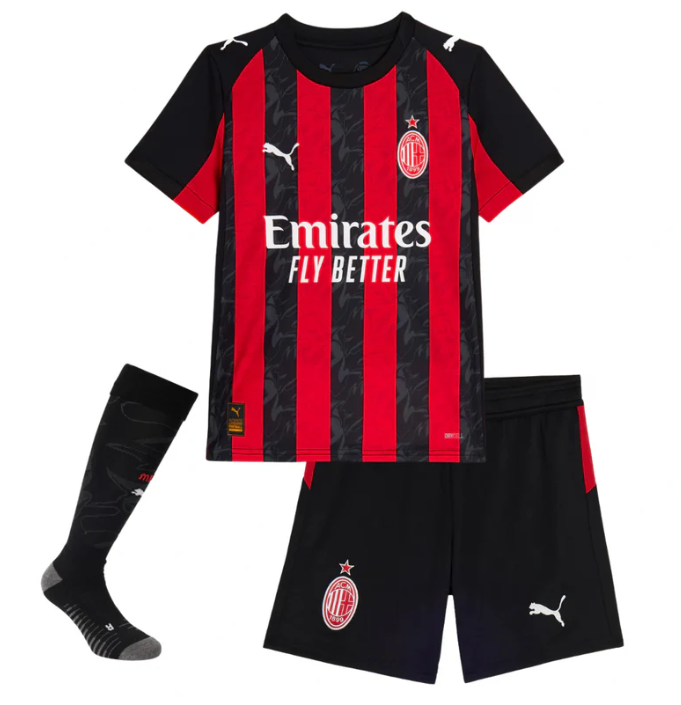 T-shirt e Pantaloncini Bambino A.C Milan Home 2025/26 - Con Calzettoni