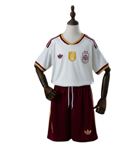 T-shirt e Pantaloncini Bambino Spagna Away 26/27 - Due volte Campione del Mondo ⭐⭐ - Con Patch