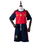 T-shirt e Pantaloncini Bambino Spagna Home 26/27 - Due volte Campione del Mondo ⭐⭐ - Con Patch