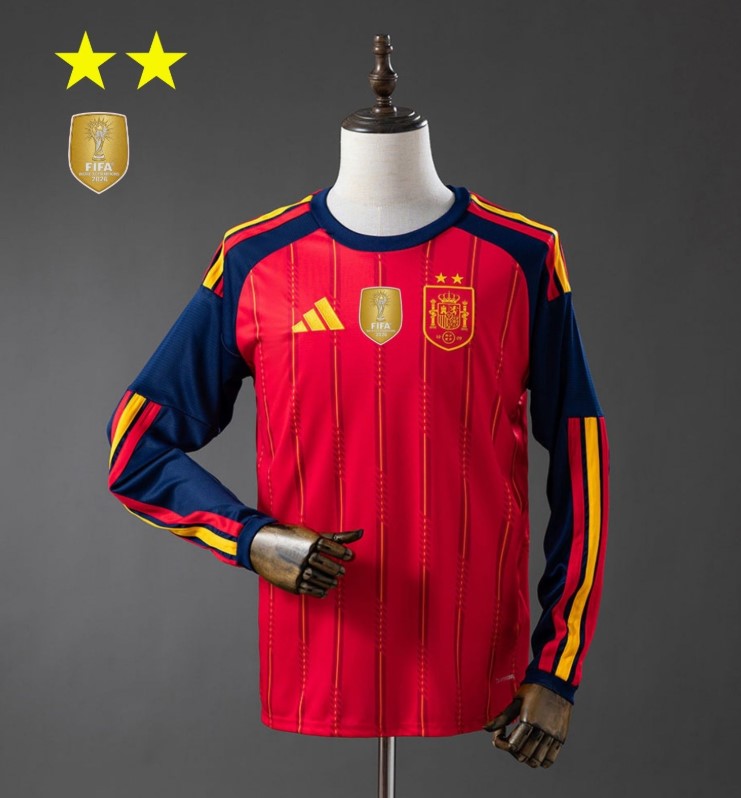 Maglia Manica Lunga Spagna Home 26/27 - Due volte Campione del Mondo ⭐⭐ - Con Patch