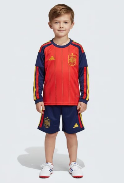 T-shirt manica lunga e Pantaloncini Bambino Spagna Home 2026/27