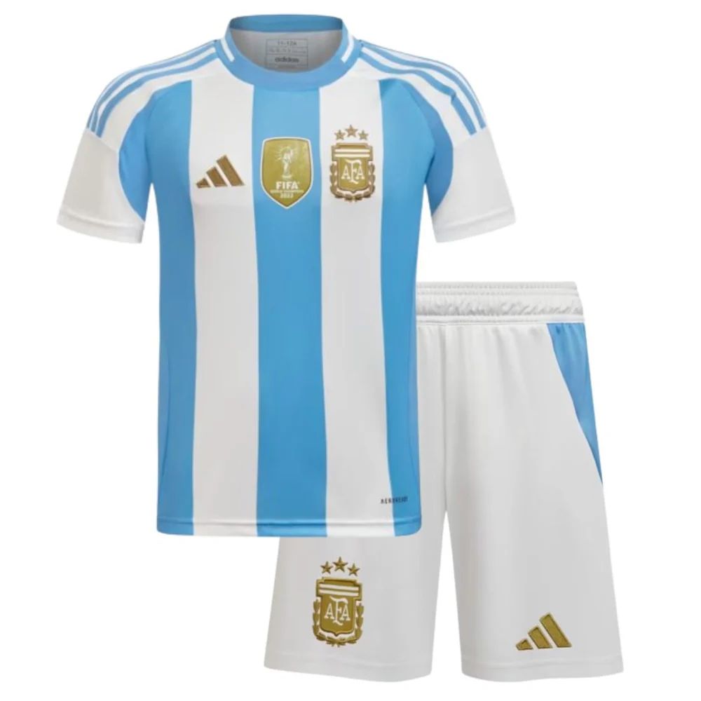 T-shirt e Pantaloncini Bambino Argentina Home 2024/25 - Con Patch da Campione del Mondo